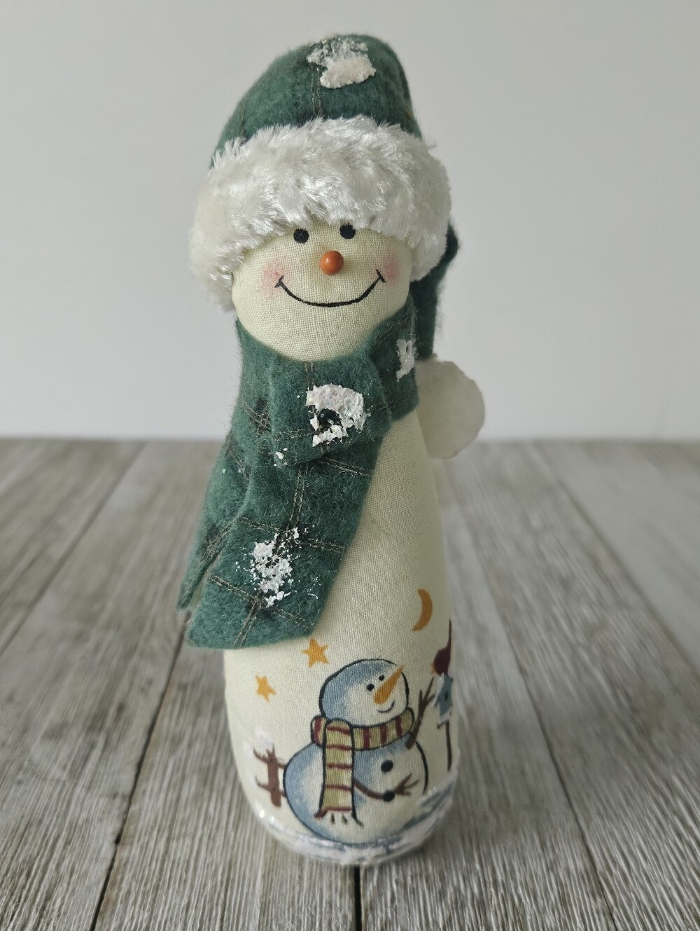 Snowman 6.5" Bean Bag Plushie Painted Canvas Christmas Holiday Figurine Decor Ac